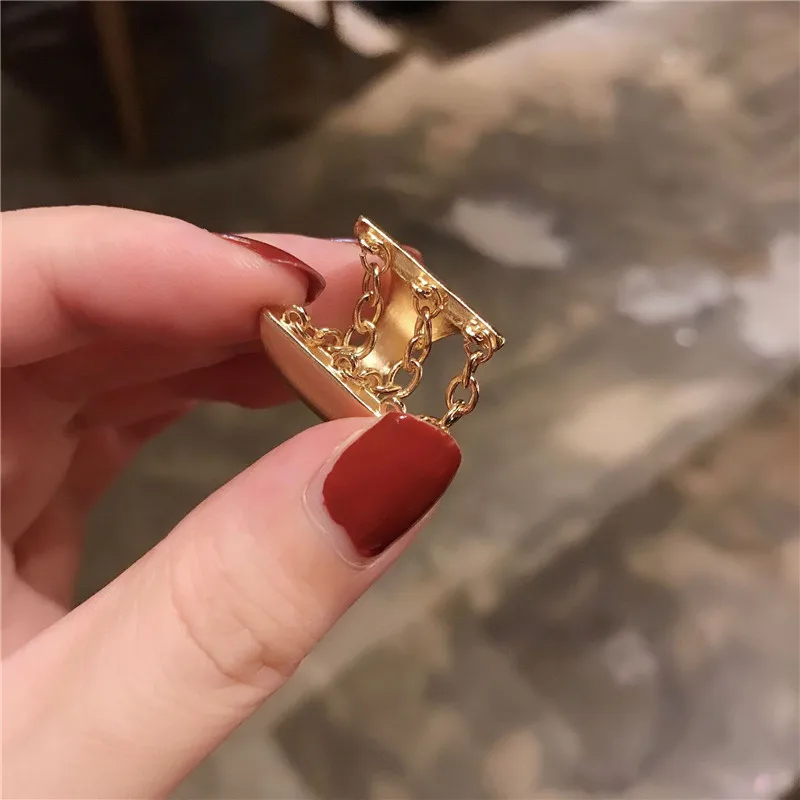 Простой золотистый Регулируемый c-образный с цепными кольцами для женщин Подарки