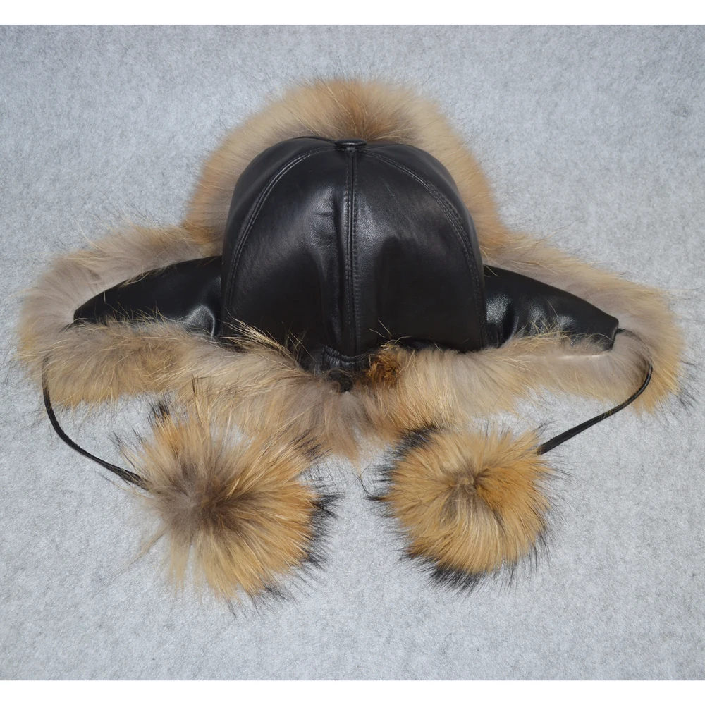 Женская шапка бомбер из натурального Лисьего меха зимняя теплая ушанка 2020 лисы