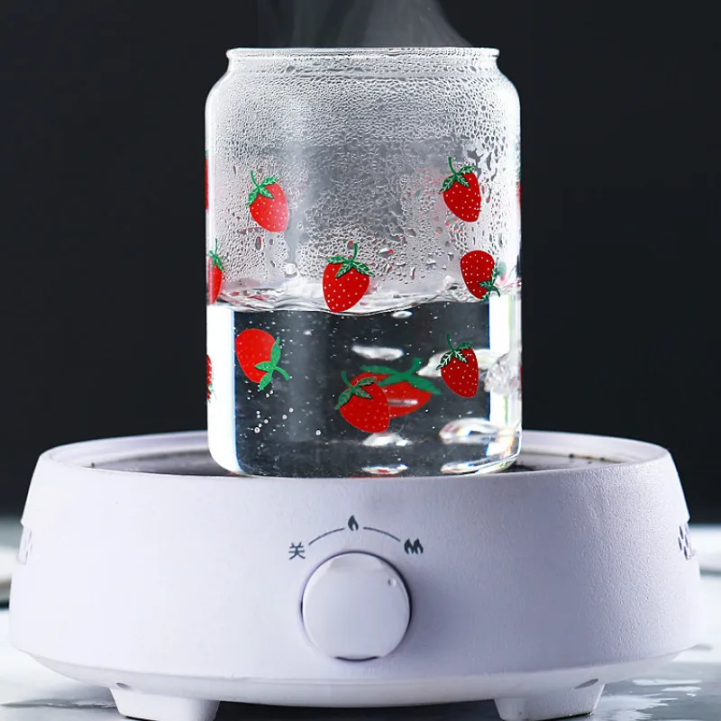 600 мл Клубничная стеклянная чашка Милая бутылка для воды с соломинкой сок молоко