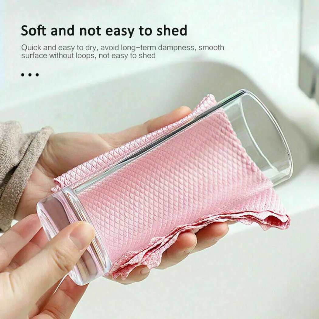 

5/10Pcs Kitchen Anti-Grease Wiping Rags Efficient Fish Scale Wipe Cloth Non-linting Absorbent Towel Home Washing Dish Towel