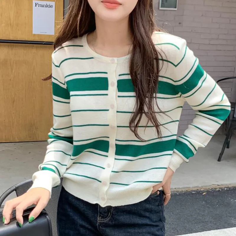 Женский однотонный вязаный кардиган EWq пальто с длинным рукавом свободного кроя