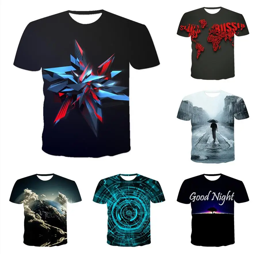 

2021 summer new 3D printing men's street style shirt casual fashion Harajuku breathable round neck T-shirt