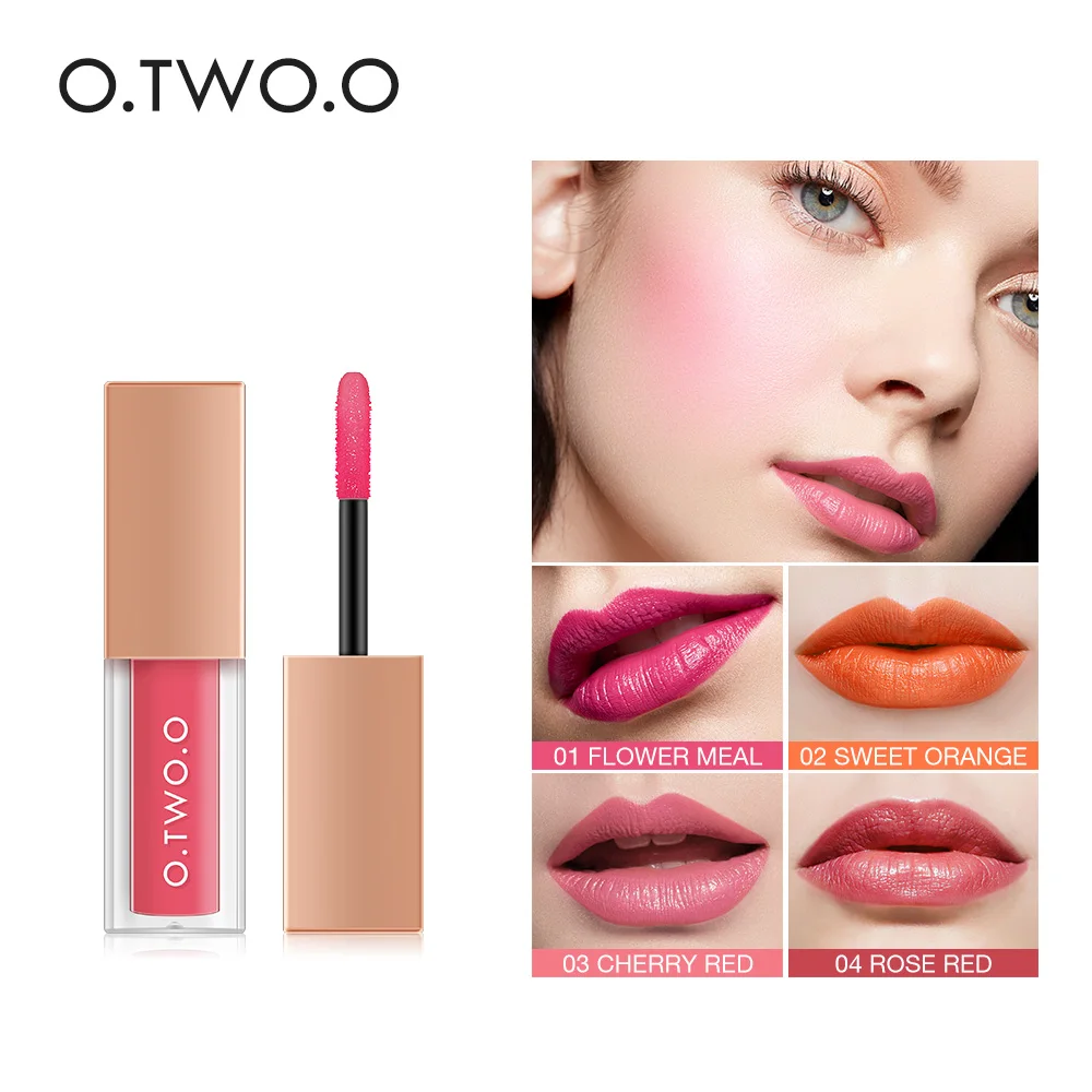 O.TWO.O 2 In 1 Lip Gloss &amp Liquid Blusher Double Effect Long Lasting Waterproof Soft Silky Smooth Lipstick Official Products |