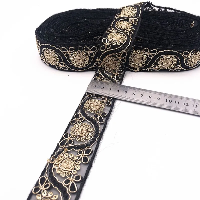 1Yards Sequin Lace Trims Floral Webbing Ribbon Clothing Decorative Embroidered for Bridal DIY Sewing Material Dress | Дом и сад