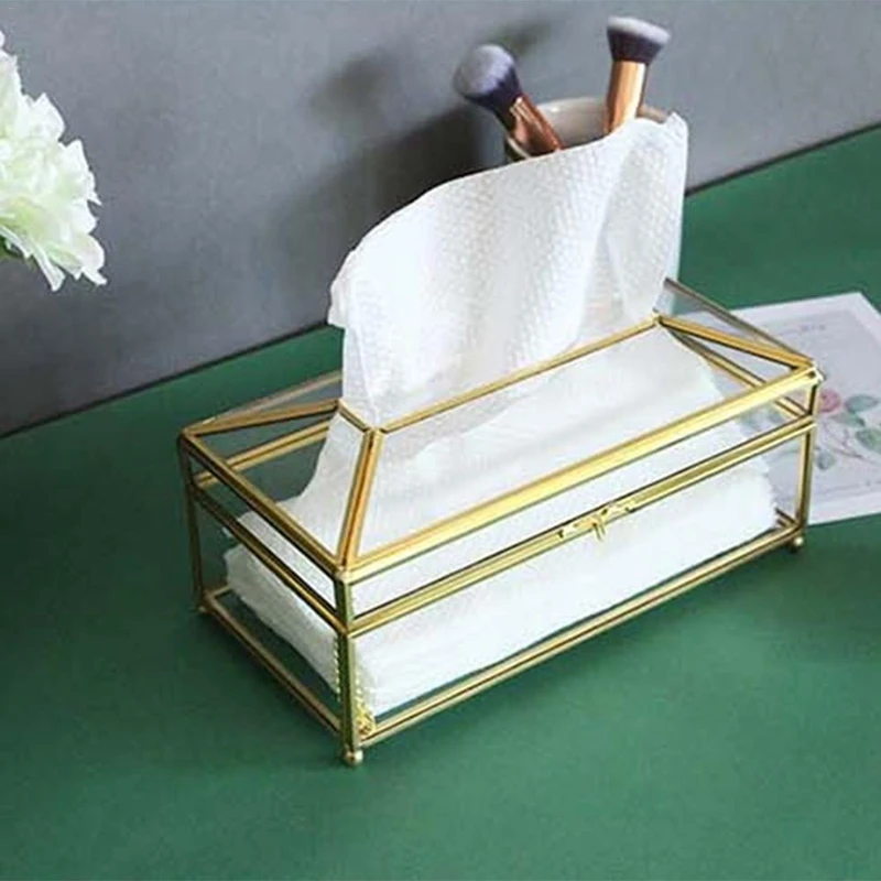 

European Style Glass Tissue Box Holder Nordic Luxury Handkerchief Toilet Paper Holder Tissue Case Home Decor