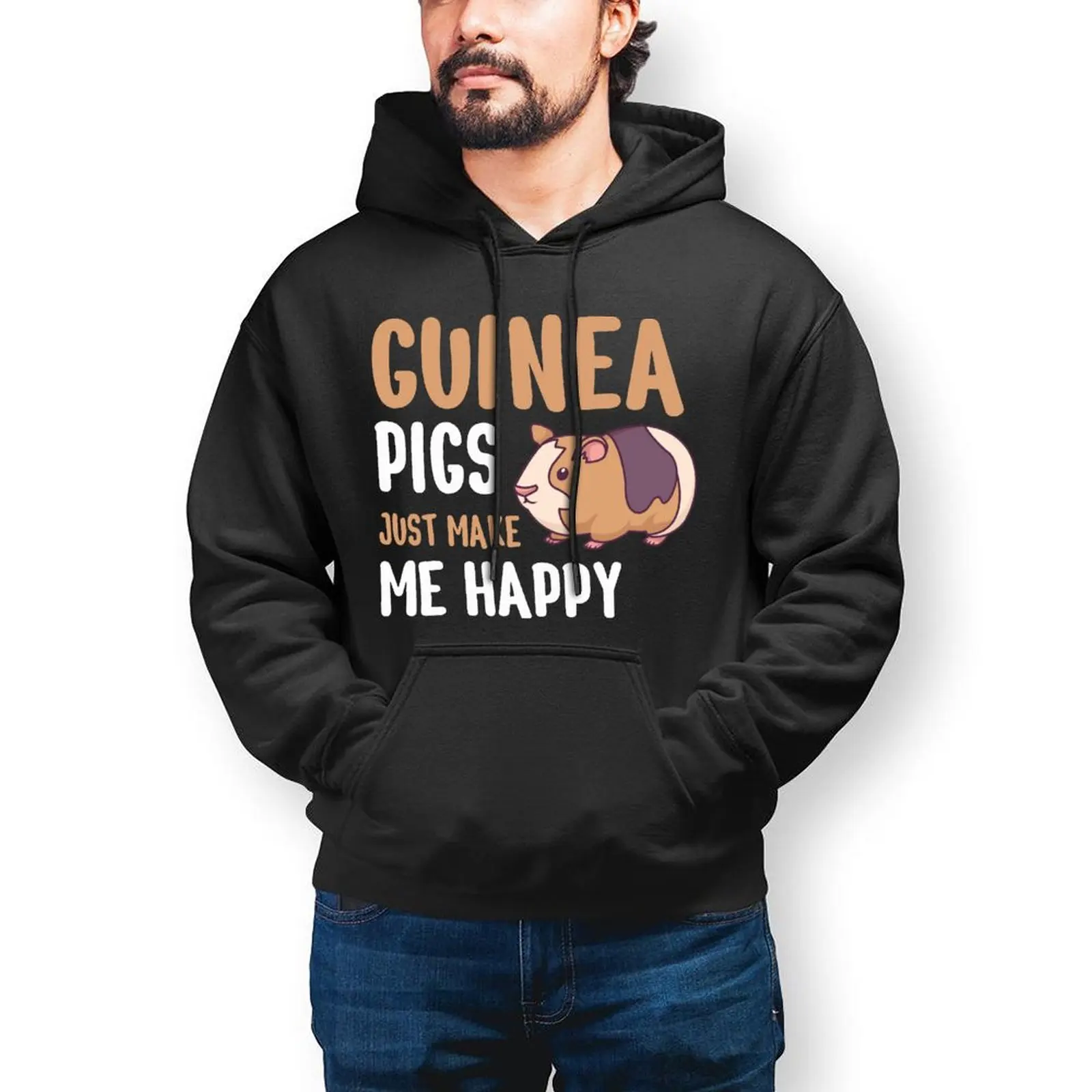 

100%COTTON Guinea Pig Hoodie Cotton Autumn Hoodies Casual Long Length Outdoor Pullover Hoodie Big Men