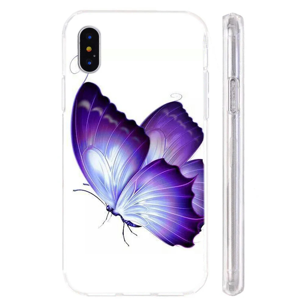 Чехол для iPhone 6 6s 7 8 Plus 11 Pro x xs xr max светло-голубой чехол с бабочкой мягкий из ТПУ