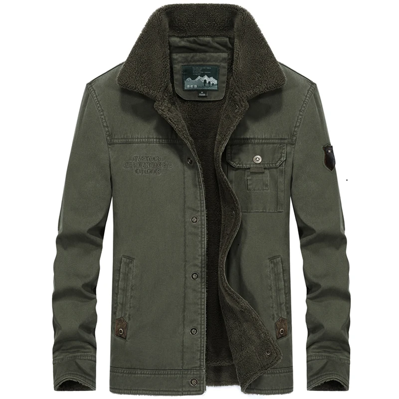 

Winter Bomber Jacket Men 100% Cotton Cargo Multi-pockets Coats Male Air Force Pilot Army Tactical Fur Jackets Clothes Size 5XL