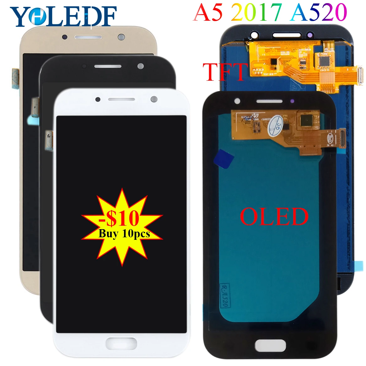 Super Amoled A520 LCD для Samsung Galaxy A5 2017 A520F A520F/DS A520K SM дисплей кодирующий преобразователь