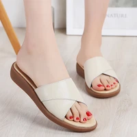 slippers women summer genuine leather cow leather shoes woman flats slides high quality fashion slippers ladies plus size shoes