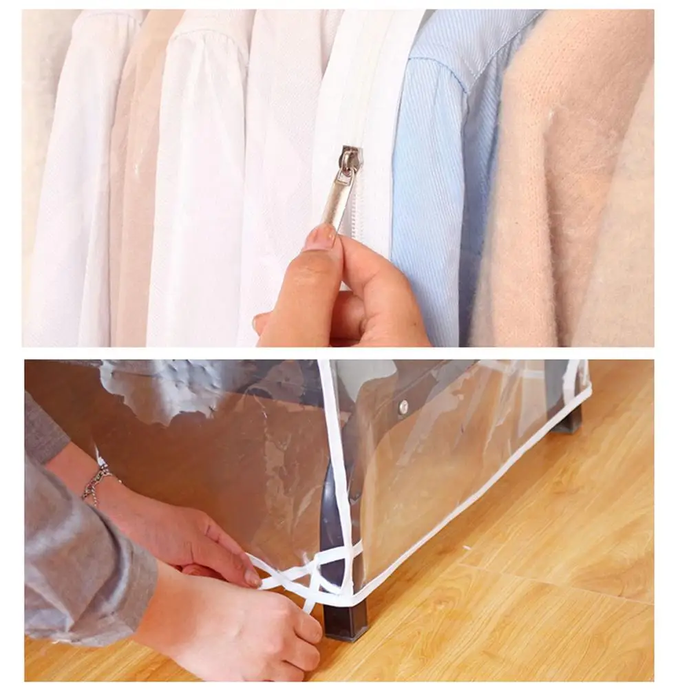 Прозрачная полная крышка для одежды полка стеллаж пылезащитный чехол на молнии