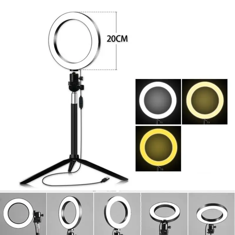 

20cm LED ring light fill light USB with stand Tripod Dimmable Photography Selfie Light for Youtube Makeup Video Studio