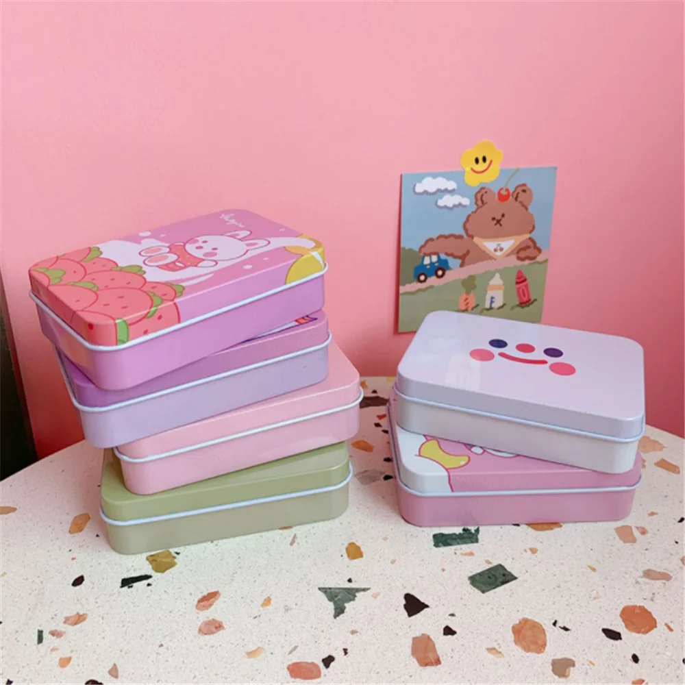 1 шт. Мини милый мультяшный жестяной металлический ящик для хранения Коробка