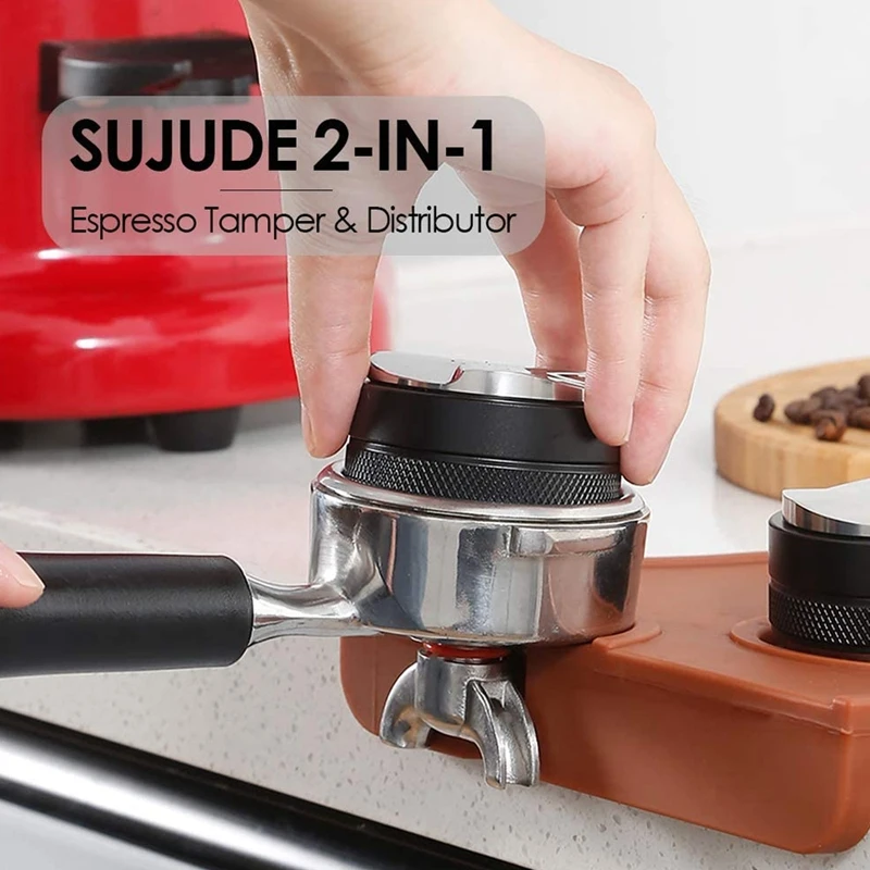 

Coffee Distributor and Tamper Dual Head Stainless Steel Coffee Leveler Adjustable Depth Espresso Tamper 53mm(Dual Head)