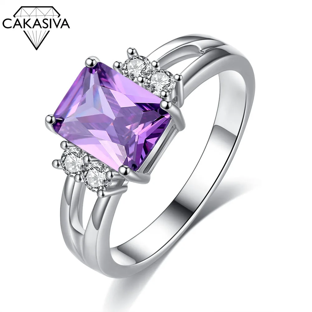 

925 Silver Square Zircon Ring Engagement Wedding Couple Gift Jewelry Ring 925 Sterling Silver