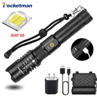 Фонарик POCKETMAN xhp50.2, 50000 люмен, самый мощный фонарик 18650, usb, фонарик xhp50, фонарь 18650, фонарь для охоты