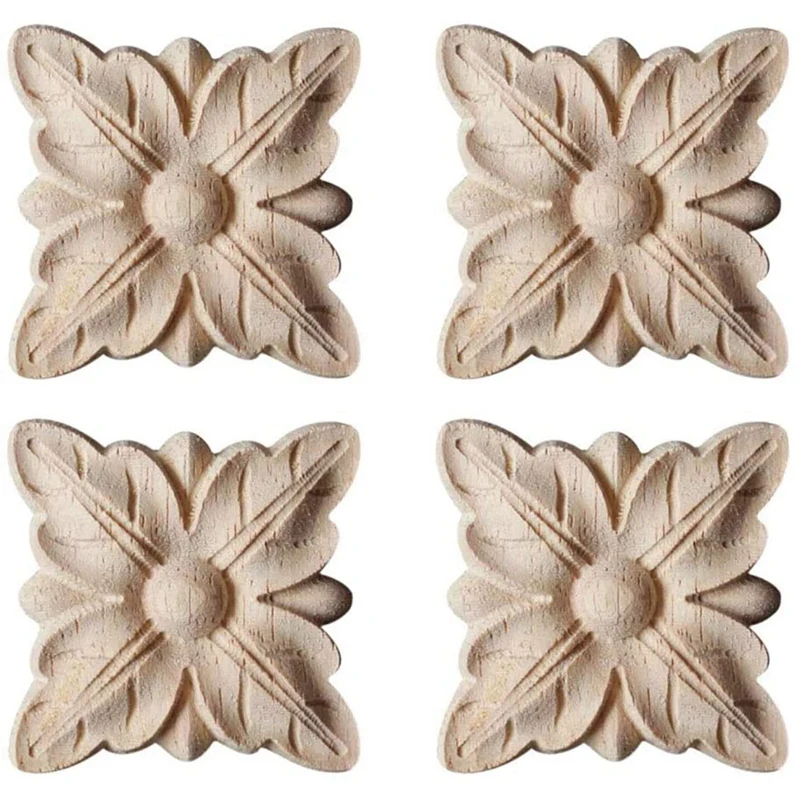 Европейский Стиль дерево наклейки с резьбой Неокрашенный накладка аппликация