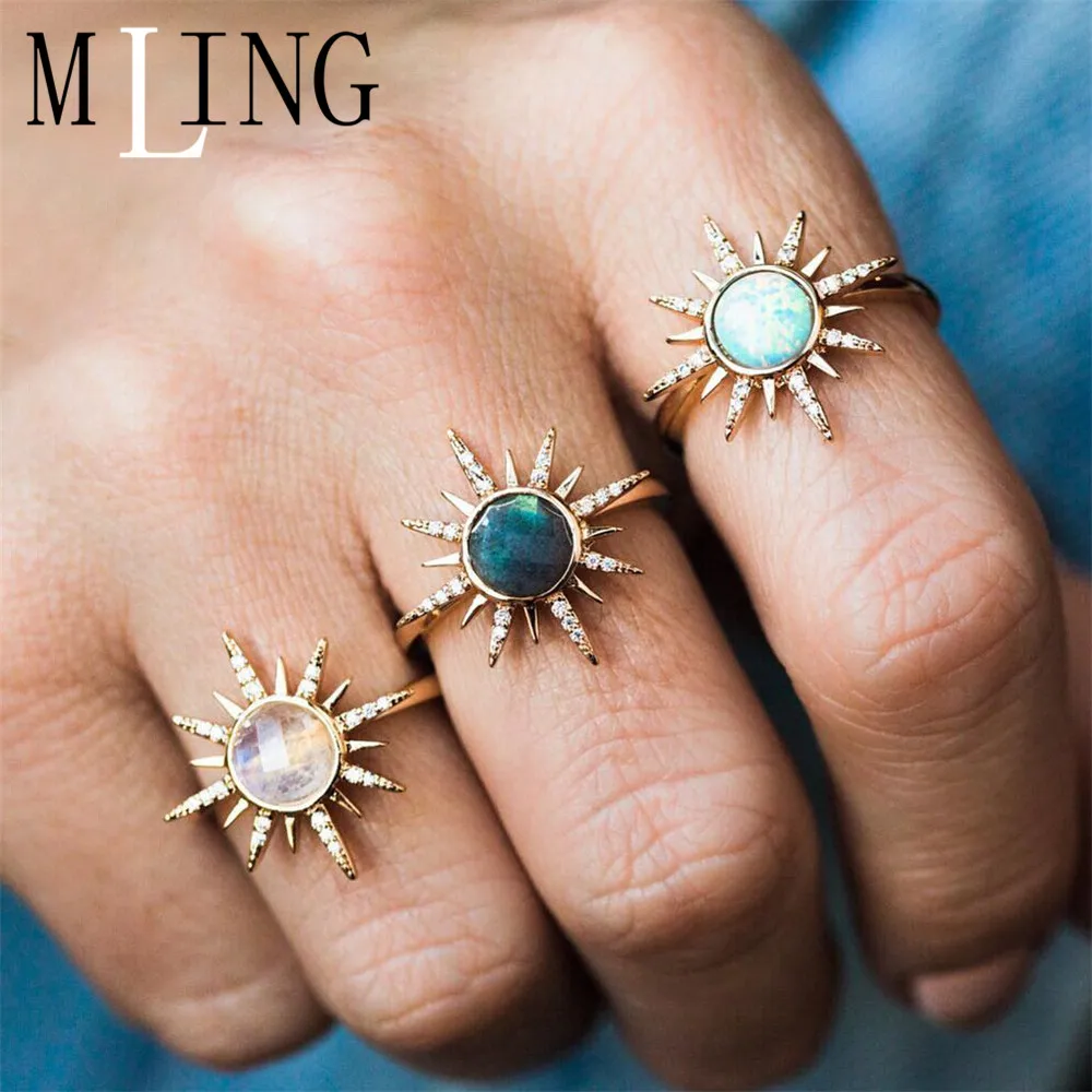 Женские винтажные кольца с опалом MLING золотыми кристаллами и звездой|Кольца| |