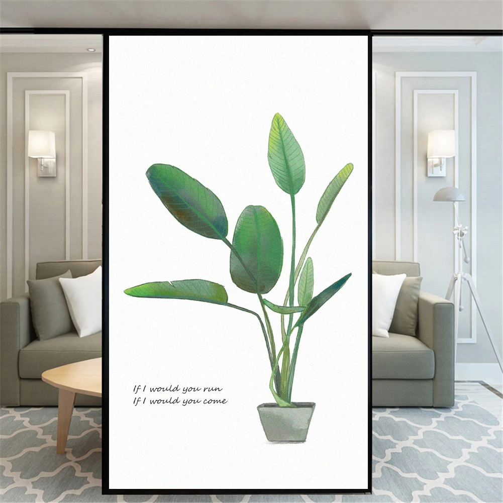 Декоративная пленка для окон витражные наклейки комнатных растений без клея