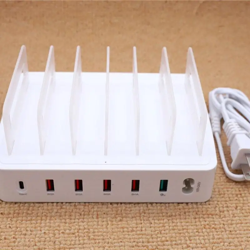 6 портов QC3.0 USB зарядное устройство Быстрая зарядная станция Док-станция