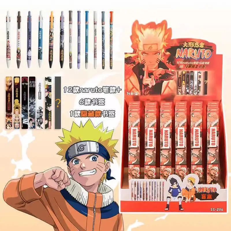

Naruto Cartoon Anime Blind Box Push-type Cap Gel Gel Pen To Send Bookmark Students Water-based Pen School Supplies Gift