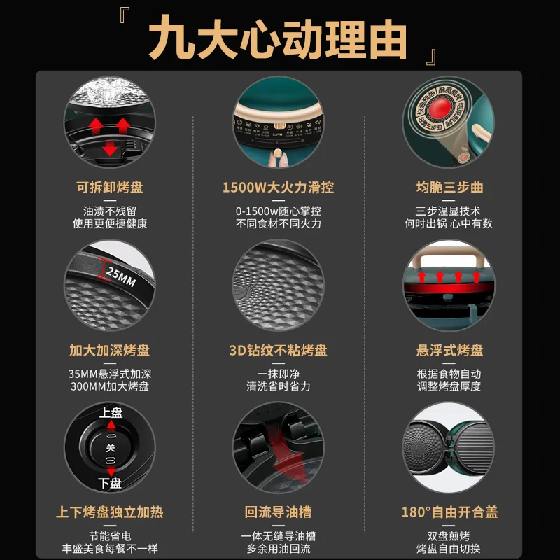 Электрическая блинница 1500 Вт с двухсторонним подогревом сковорода для блинов