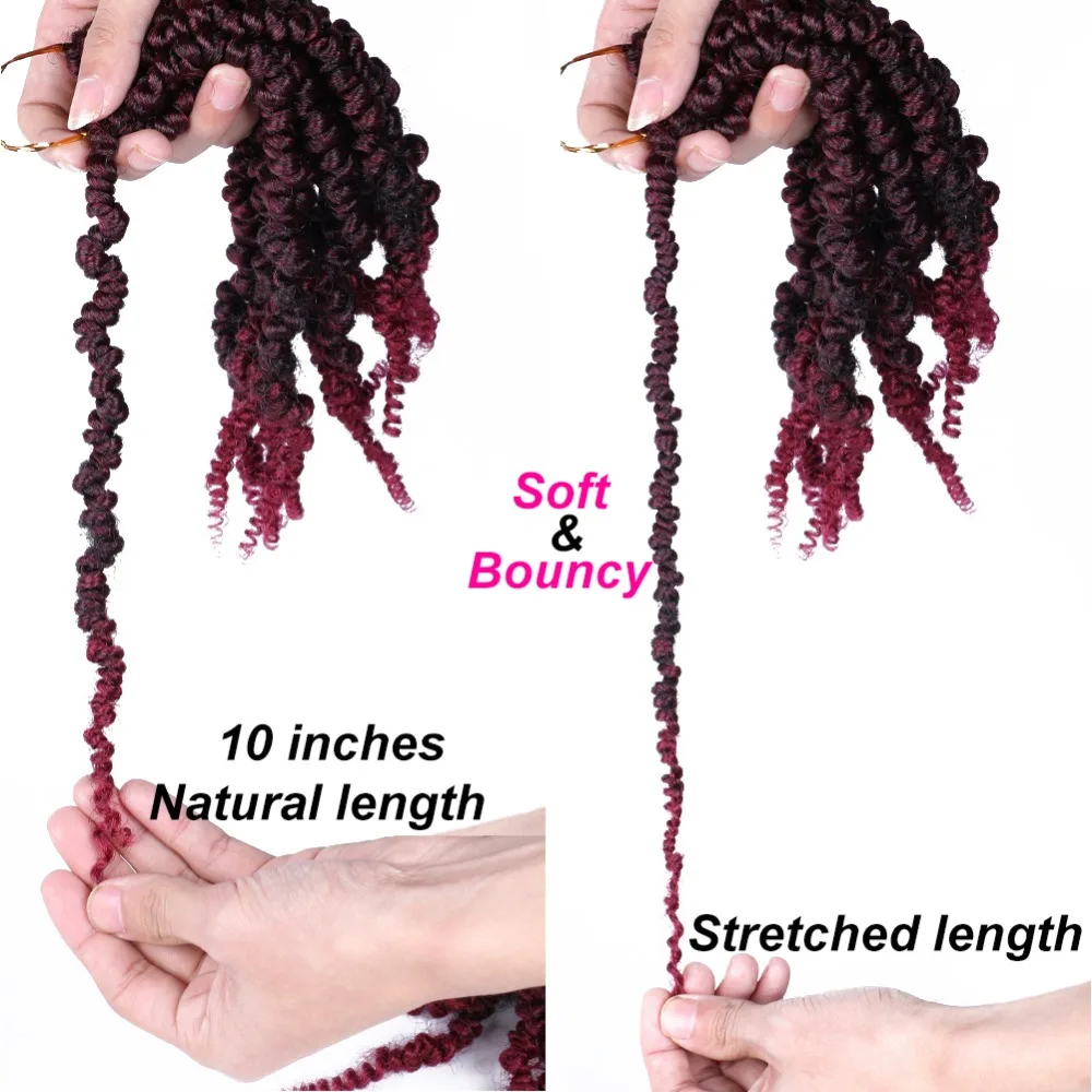 Bomb твист вязальные волосы 10 дюймов Весна Твист плетеные страсти крючком косы