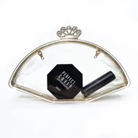 2022 new design acrylic fan shaped womens bag candy color transparent box jelly bag unique shining diamond inlaid dinner bag