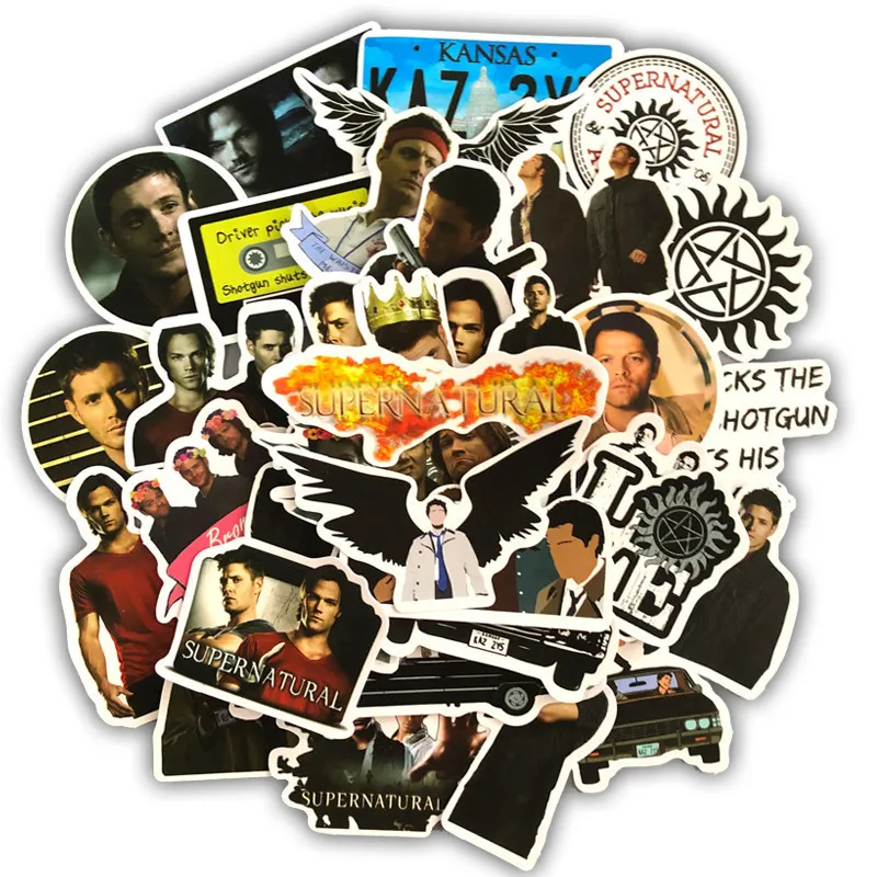 

50 Pcs/set Hot TV Series Supernatural Stickers for Skateboard Motorcycle Laptop Luggage Waterproof Guitar Naklejki Car Stickers