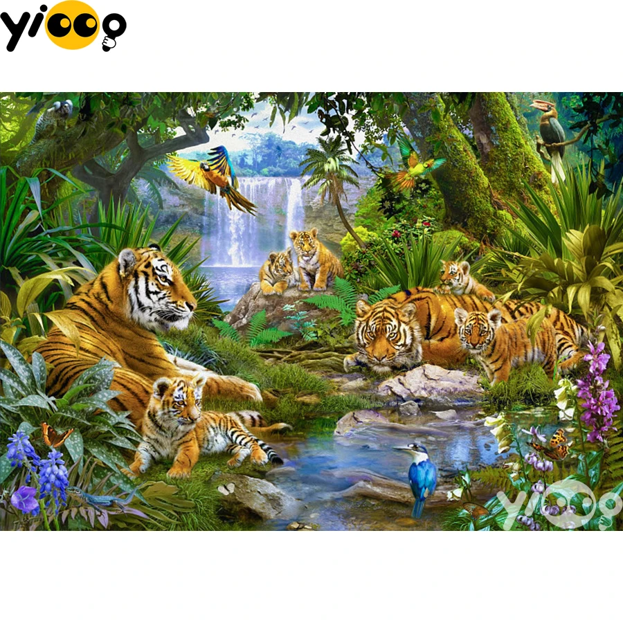 

Full Square/Round Diamond Embroidery Tiger Gathering 5D Diamond Painting Rhinestone Mosaic Home Decor Gift BX2702