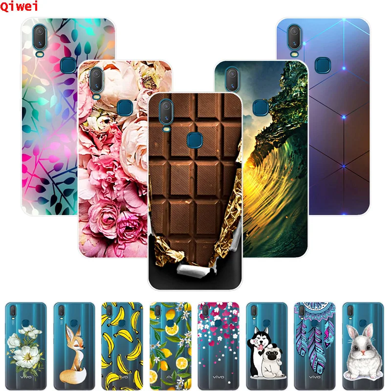 Чехол для Vivo Y11 2019 силиконовый мягкий чехол с цветочным рисунком телефона VivoY11 из