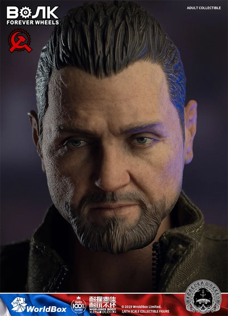 

Worldbox 1/6th AT031 Mechanic Working Man Head Sculpture Tough Man Model For 12 inch Doll Soldier Collection