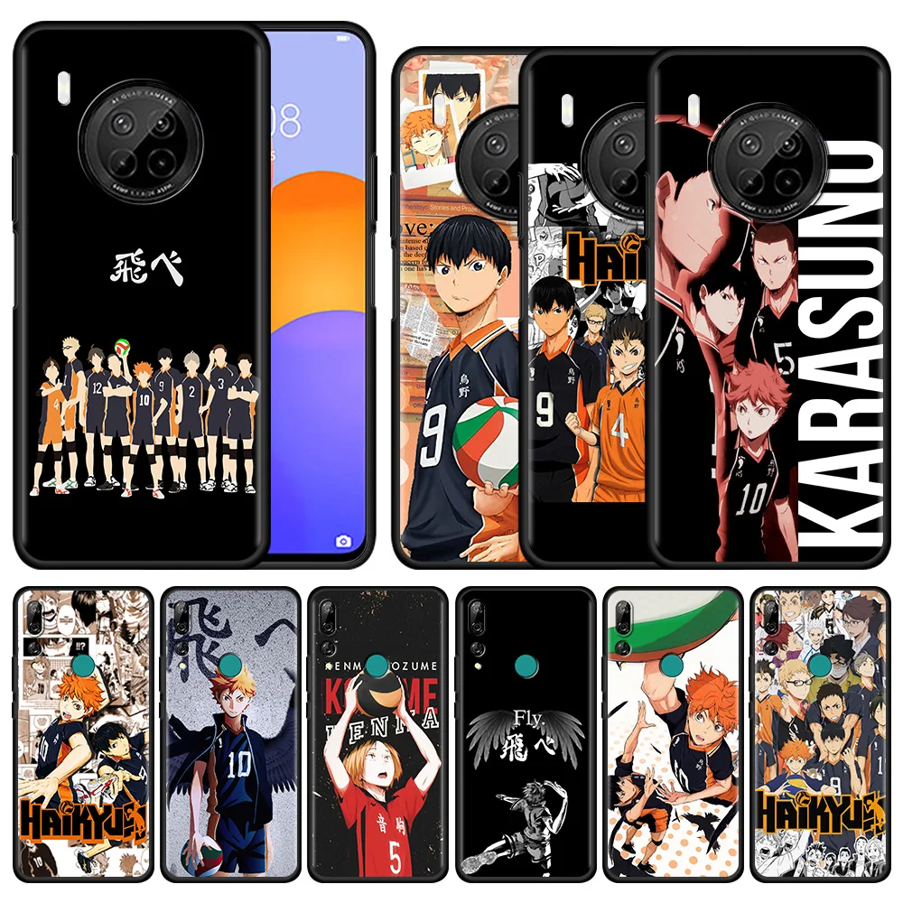 

Black Phone Case Huawei p Smart Z 2020 2021 Y6 Y7 Y9 2019 Y6p Y8p Y8s Y7A Y9A Y5p Silicone Cover Anime haikyuu