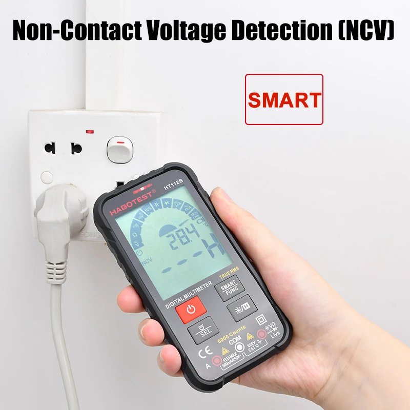 Professional Digital Multimeter Smart Mini Automotive Multimeter Tester True RMS Ohm Capacitance Hz AC DC Meter HABOTEST HT112B