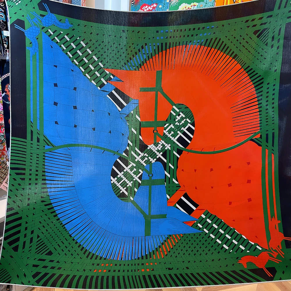 Шелковый кашемировый шарф POBING женские шали ручной работы с принтом лошадей