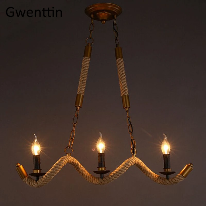 

Nordic Retro Rope Pendant Light Loft Industrial Hanging Lamp Home Decor for Dining Room Restaurant Led Light Fixtures Luminarias