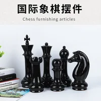 European creative simplicity white and black ceramic chess ornaments set of six living room office jewelry wholesale