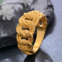 dubai wedding gold color rings for women man girls flower simple finger rings