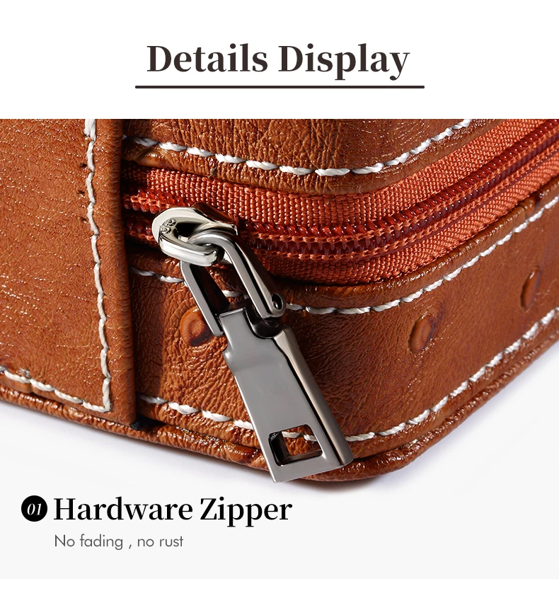 

4 Slots Leather Watch Box Jewelry Bracelet Necklace Storage Organizer With Zipper Classic Multi-functional Bracelet Display Case