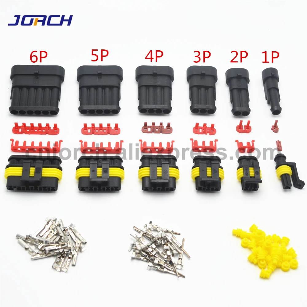 1 set 1/2/3/4/5/6 Pin Way AMP Tyco Super Sealed Automotive Wire Connector Electrical Plug Terminals for Cars