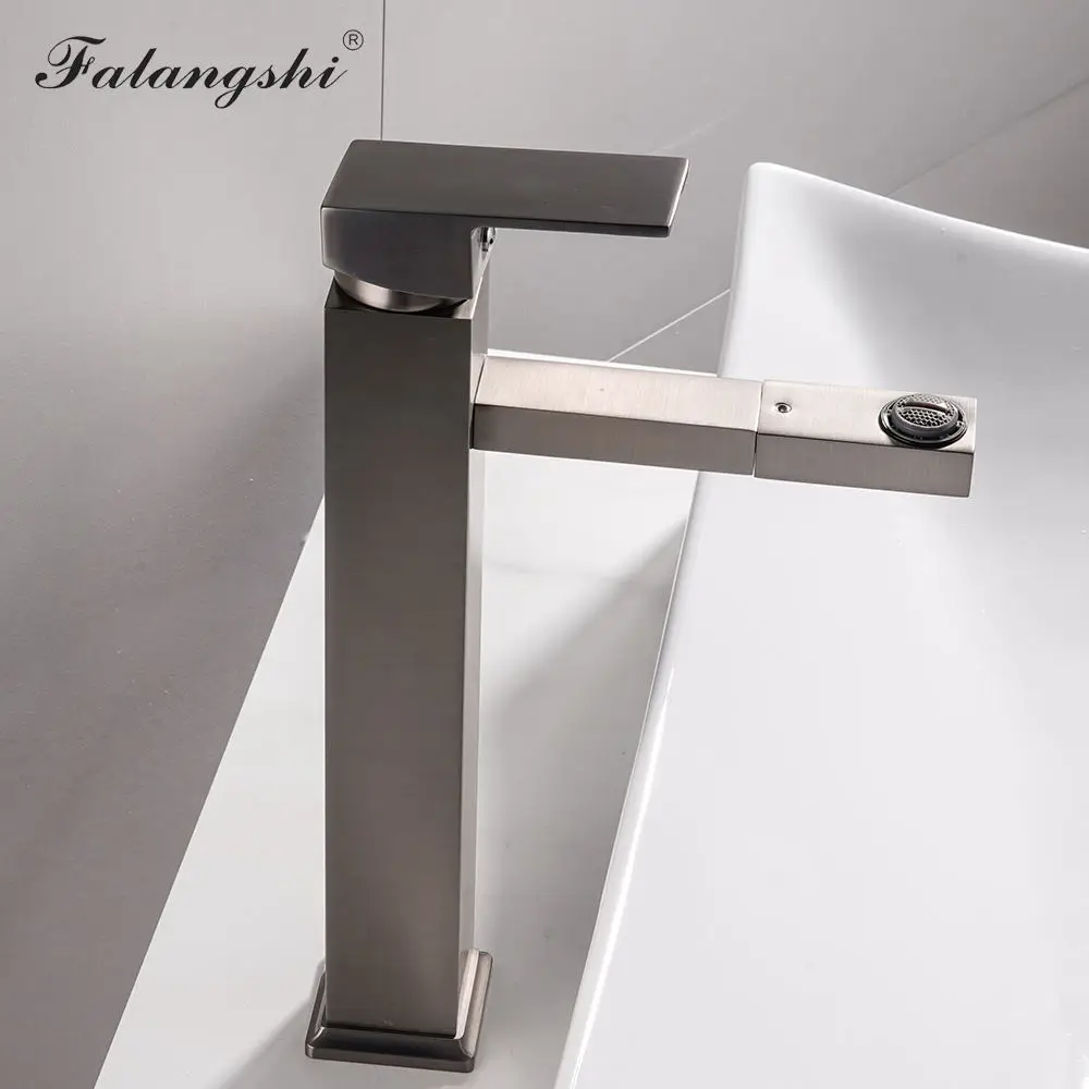 Ванная комната Высокий Смеситель для кухни носик на бортике Твердый латунный