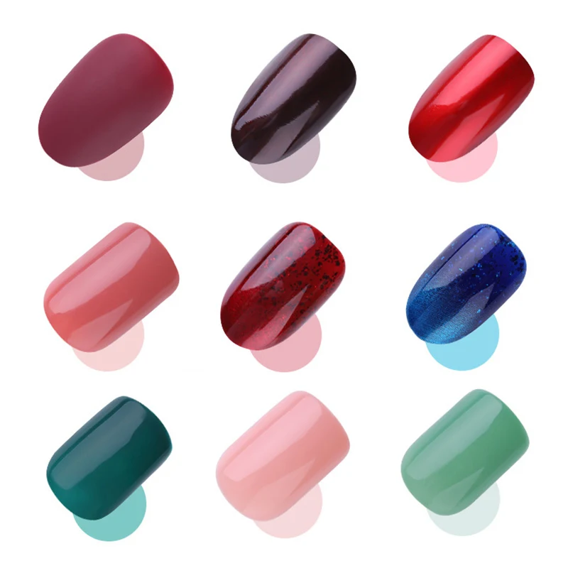 24Pcs/Set Reusable Acrylic Fake Nails With Adhesive Sticker Glue Press On Nail Full Cover Tips Extension Manicure Tool | Красота и