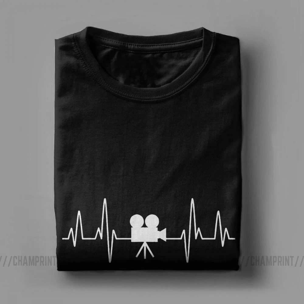 Мужская футболка с сердцебиением камеры новинка 100% хлопковая коротким рукавом