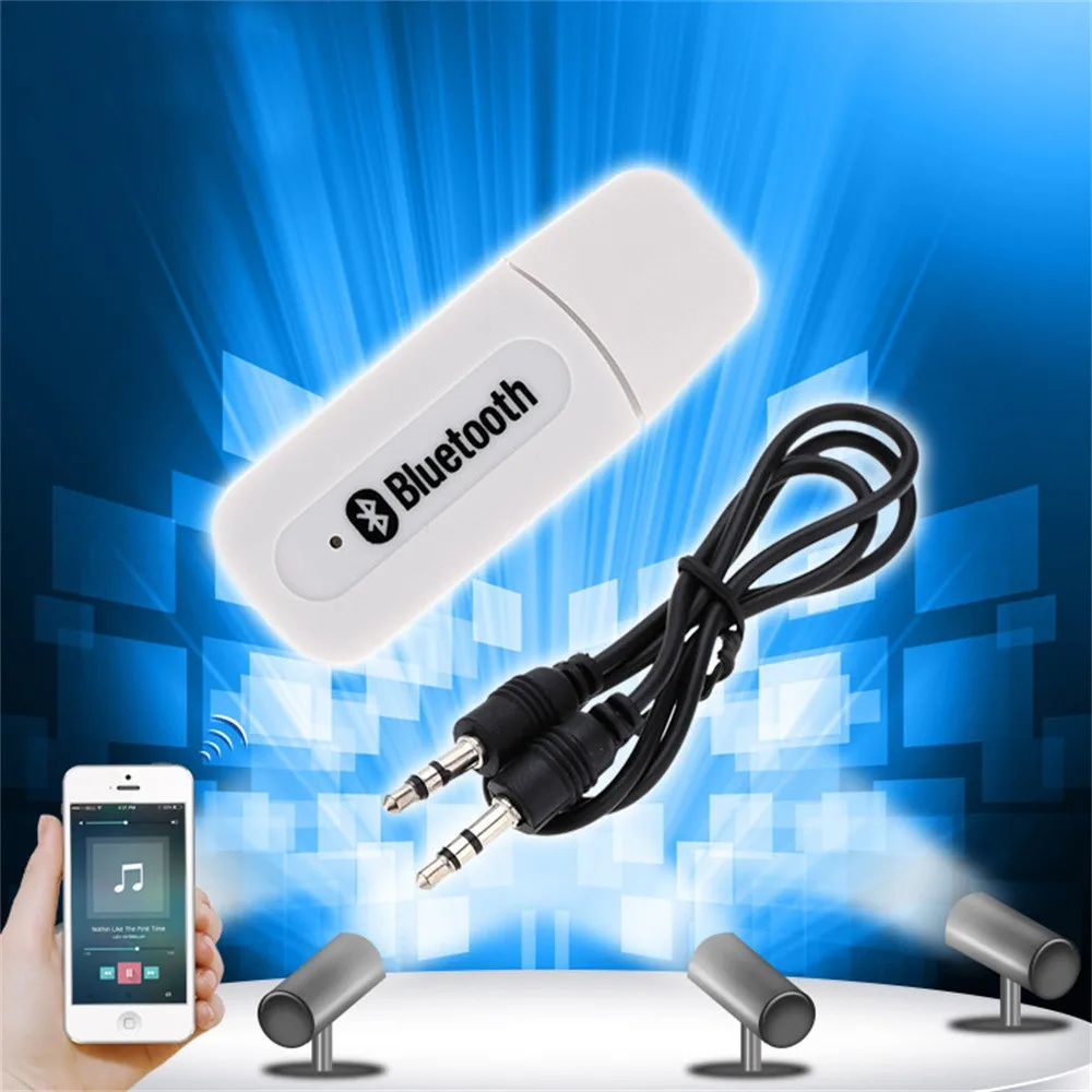Bluetooth 2.1 Wireless 3.5mm Stereo Audio Music Receiver Car AUX Speaker Adapter USB Cable for PC For iPhone/iPad/iPod - купить по