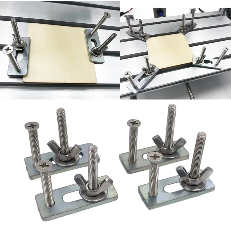 

4pcs Engraving Machine Work Table Clamp Pressure Plate Fastening Platen Router Fixture for T-slot Working Table