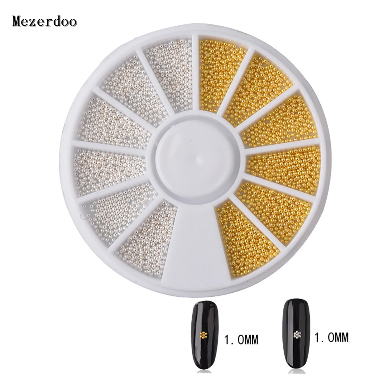 Набор украшений для ногтей розовое золото мини-икра бусин разные размеры круглые