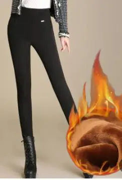 BLACK WITH VELVET Женские бархатные плотные узкие брюки, женские осенние брюки размера плюс, однотонные теплые брюки-карандаш, женские Стрейчевые брюки, женские зимние Пуховые брюки - Цвет: BLACK WITH VELVET