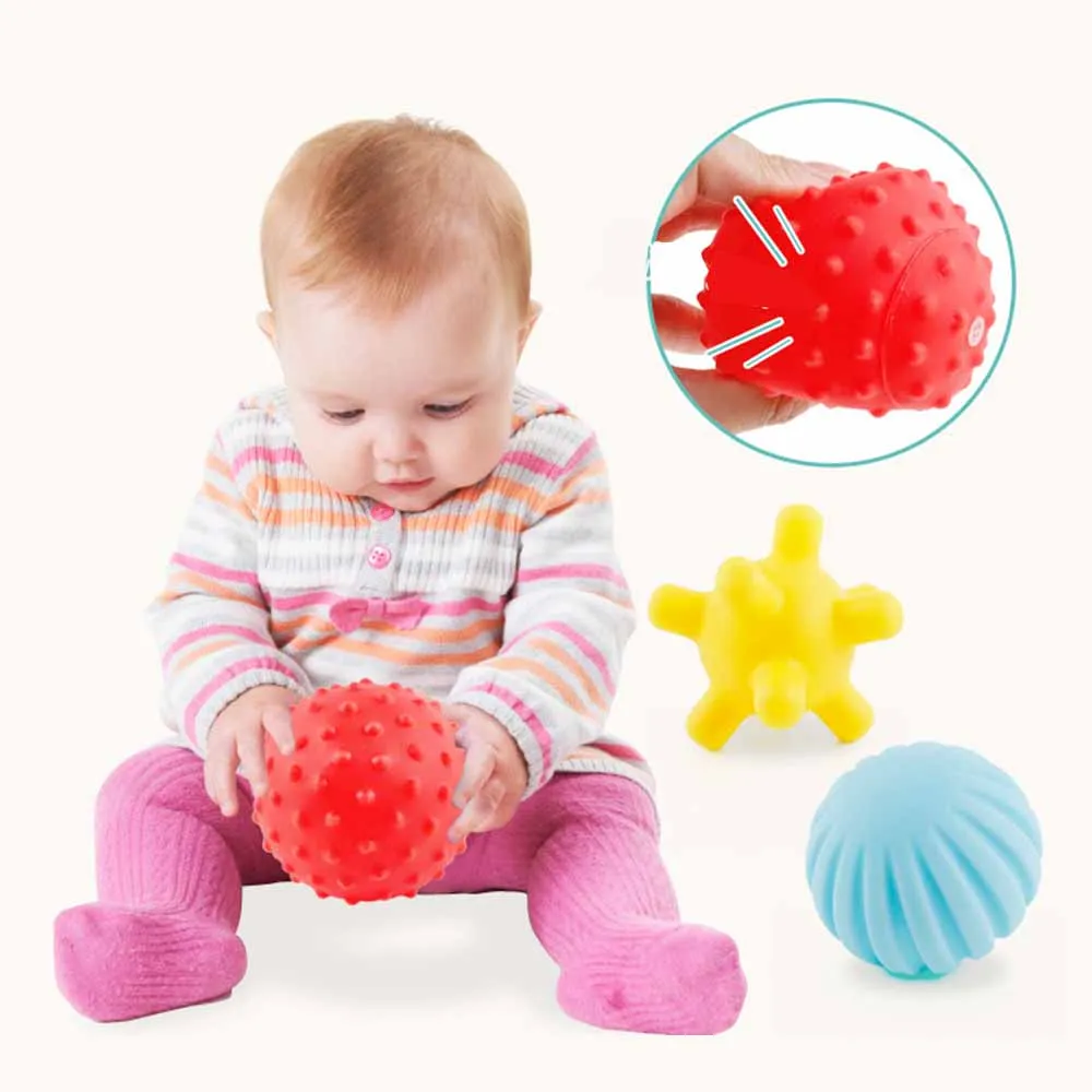 6pcs/Set Baby Toy Hand Catching Ball Grip Touch Trainning Puzzle Early Education Tactile Perception Can Bite Soft Rubber Massage