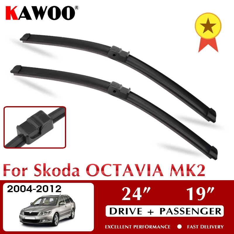 

KAWOO Wiper Front Car Wiper Blade Blades For Skoda OCTAVIA MK2 2004-2012 Windshield Windscreen Window 24"+19" LHD RHD Side Pin