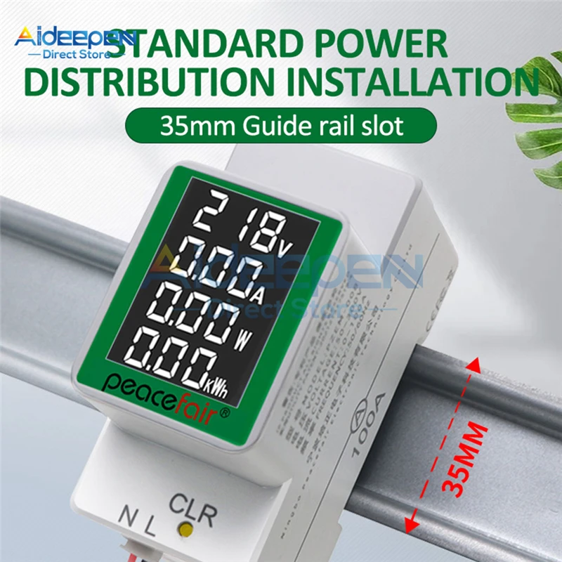 

AC 50-300V 0-100A AC Digital Display Multi-function Voltmeter Ammeter Meter Rail Table Voltage And Current Tester